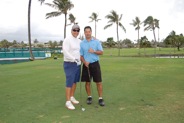 Golfers pose at the 6th hole for the Annual APIII Golf Tournament in Kailua, Hawaii