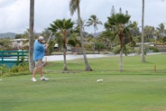 Teeing it up for the par 3.  Mid Pacific Country Club in Lanikai, Hawaii