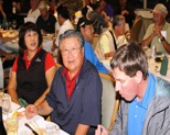 Our out of town guests May, Larry and Phil at the banquet room Mid Pacific Country Club in Hawaii.