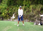 Looking at the target at the Mid Pacific Country Club in Hawaii