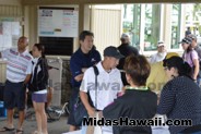 Golfers arrive and register to play at the Midas Hawaii Tony Pereira Golf Tournament