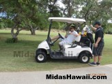 Taking a break from their game at the Midas Hawaii Tony Pereira Golf Tournament