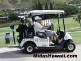 Taking a break at the Midas Hawaii Tony Pereira Golf Tournament