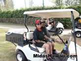Off to their next hole at the 5th Annual Midas Hawaii APIII Memorial Tournament