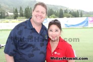 Jim and Angie give the camera a big smile at the Midas Hawaii APIII Memorial Golf Tournament 2016 for RMHC.  Waiting for the day to begin. Thanks for your help Angie from Pro Service.