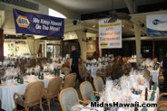 Banquet tables are set and prizes for all are on the tables plus a bonus prize thank you for each from Midas Auto Service & Tires